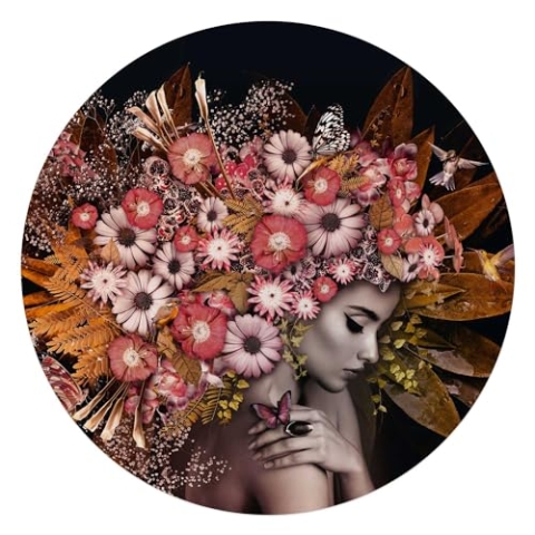 REINDERS Glasbild, Blumenreichtum, Schlafzimmer, Poster, Wanddeko, Glasbilder, Glas, Rosa, Ø 70cm