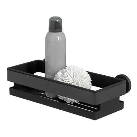 Tiger Noon Duschkorb, Premium-Duschablage aus Edelstahl, Farbe: Schwarz, mit herausnehmbaren Einsatz, B x H x T: 30 x 8 x 13,8 cm