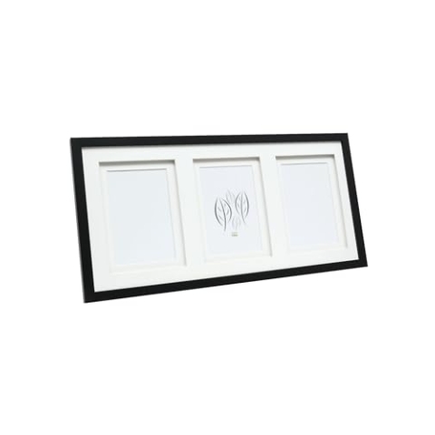 Deknudt Frames Galerierahmen mit doppeltem Passepartout -Schwarz - S65KK2 P3 für 3 Bilder Bildgröße 15x20cm - Bilderrahmen Holz MDF - Bilder aufhängen oder ausstellen