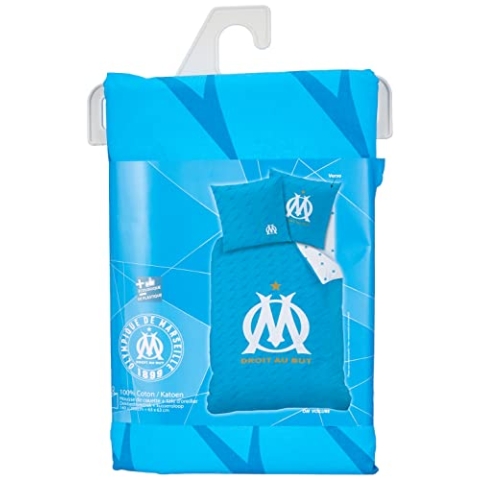 OM Bettbezug und Kissenbezug, 100 % Baumwolle, Voile, 140 x 200 cm, Kissenbezug 63 x 63 cm, Blau