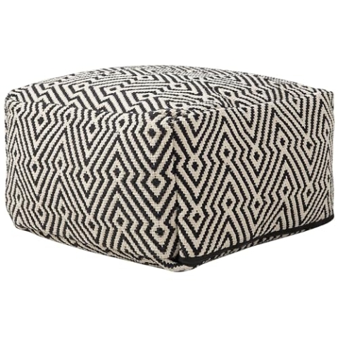 Beliani Pouf Sitzpouf Sitzhocker in schwarz-weißem Muster Baumwolle Mukki
