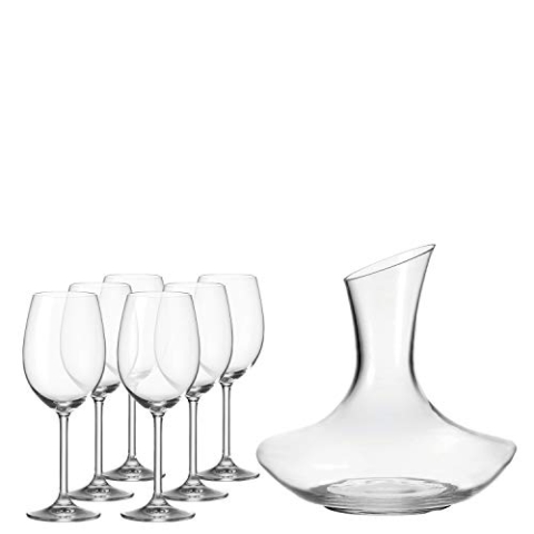 Leonardo Daily Rotwein-Set, Rotwein-Gläser mit Dekanter, spülmaschinenfestes Wein-Set, 7er Set, 460 ml und 2000 ml, 032822
