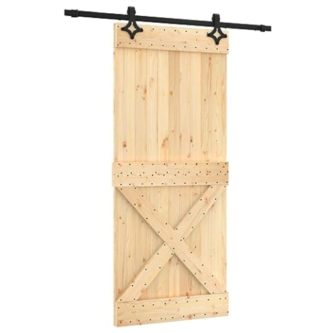 vidaXL Schiebetür mit Beschlag 90x210 cm Massivholz Kiefer