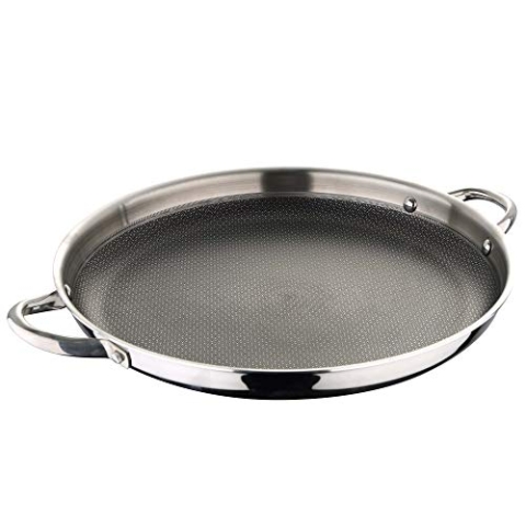 MasterPRO Hi-Tech 3 Non-Stick Paella Pan 36 x 4.5 cm Pallatium Coating with Honeycomb Structure Stainless Steel for All Hobs