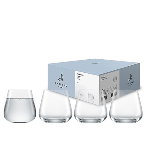 Zwiesel Glas Wasserglas Vervino (4-er Set), vielseitige Trinkgläser mit Moussierpunkt, spülmaschinenfeste Tritan-Kristallgläser, Made in Germany (Art.-Nr. 122204)