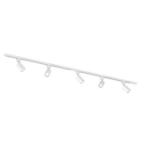 Qub Focus III 1-Phasen Led Schienensystem - 200cm - 5x GU10 Spots - 2x 1m Schienen - I-Form - Deckenstrahler Weiß - Erweiterbar & flexibel - LED-kompatibel - Modernes Design Spot lampe