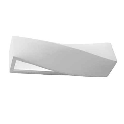 SOLLUX lighting Sigma Wandleuchte Innen aus Keramik – Wandbeleuchtung für Wohnzimmer und Esszimmer – Flurlampe in Weiß, 42 x 12 x 14 cm