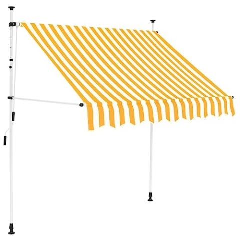 vidaXL Markise Einziehbar Handbetrieben Wasserabweisend Sonnenschutz Klemmmarkise Balkonmarkise Terrasse Balkon Garten 150cm Orange Weiß Gestreift