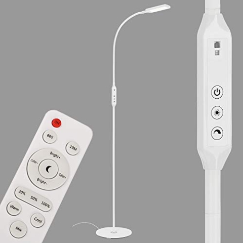 BRILONER Leuchten - LED Stehleuchte, Stehlampe dimmbar, inkl. Fernbedienung, inkl. Farbtemperatursteuerung, 8 Watt, 700 Lumen, Weiß