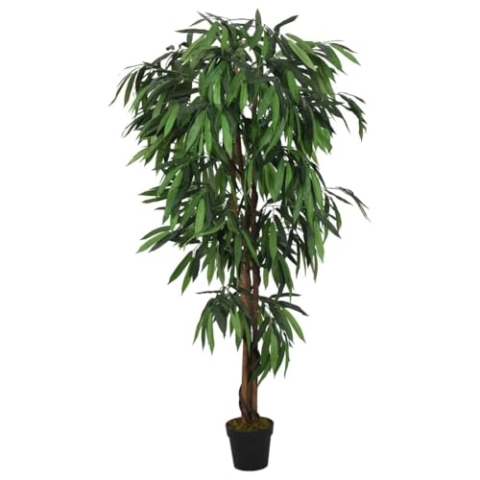vidaXL Mangobaum Künstlich, Kunstpflanze mit 450 Blättern, Kunstbaum Dekobaum für Innen Außen, Künstliche Pflanze Zimmerpflanze, Grün 120 cm
