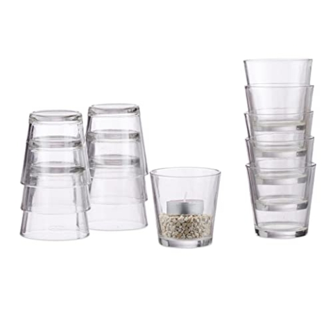 Relaxdays 36 x Teelichtglas, konisch, Tischdeko, Gläser für Dessert, Votivgläser, Gastgeschenk, Teelichtgläser 7,5 cm Ø, klar