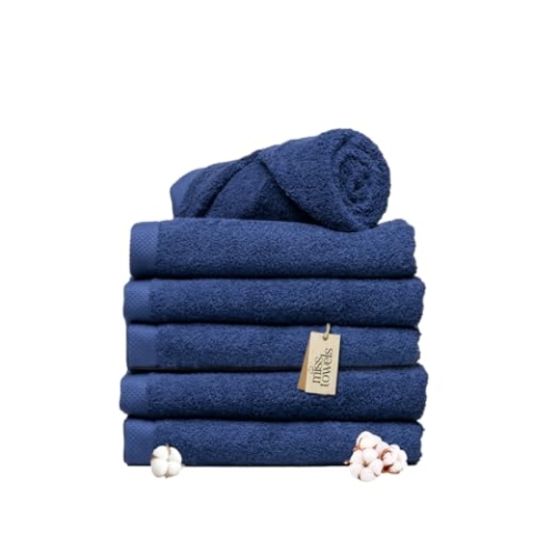 MissTowels® Handtuch Set 6-teilig – 100% Baumwolle aus Portugal, Marineblau, 70x140 cm – Weich & Saugfähig – Hotelqualität – Oeko-TEX Zertifiziert – 5+1 Gratis