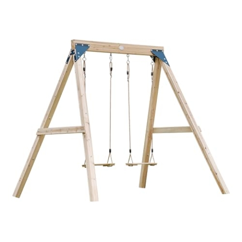 AXI Yuna Doppelschaukel in Braun aus FSC Holz | Schaukel mit Gestell für 2 Kinder | Kinderschaukel/Schaukelgerüst für den Garten