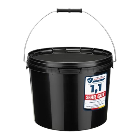 Garronda Eimer mit Deckel 10 L für die Lagerung von Lebensmittel- und Chemischen Produkten 20 Stück Schwarz GD-0104