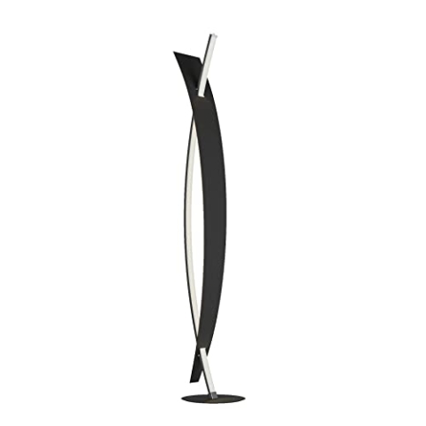 Lucande LED Stehlampe schwarz gold mit Touchdimmer, 24W LED, geschwungene Stehleuchte 140 cm, Standleuchte Wohnzimmer, Esszimmer