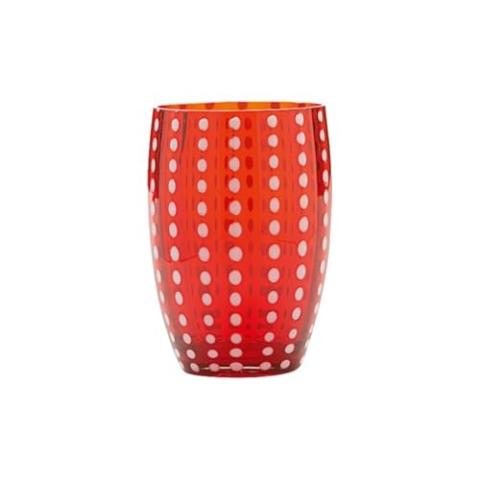 Zafferano Perle Glasbecher - Handgemachtes transparentes Buntglas, cl 32 h 109mm d 71mm - Set 6 Stück - Rot