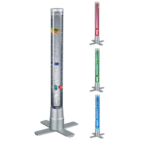 Reality Leuchten RL LIVE YOUR LIGHT Wassersäule Motion R50711187, Kunststoff titanfarbig, inkl. 2.4 Watt RGB LED mit Farbwechsel, inkl. 3 Deko-Fische