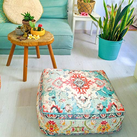 Mandala Life ART Bohemian Yoga Dekor Boden Kissenbezug - 60x20 cm - Quadratisch Meditation Kissenbezug - Bedruckter Baumwollte Hocker