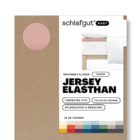 Schlafgut Easy Jersey Elasthan Topper Spannbettlaken 140x200 bis 160x220 Purple Mid, Spannbetttuch aus superweicher Baumwolle mit Elasthan