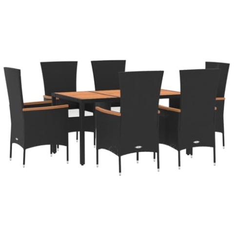 vidaXL Garten Essgruppe 5-TLG., Gartenmöbel Set mit Kissen, Gartengarnitur Tisch 4 Stühle, Sitzgruppe Gartenset Modulares Design, Schwarz Poly Rattan