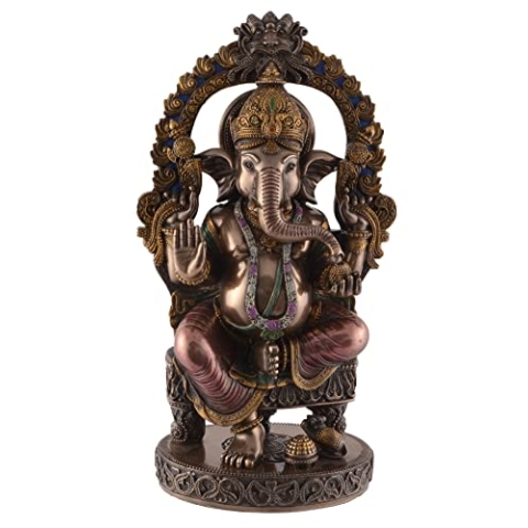 VOGLER Joh. Vogler GmbH Ganesha indischer Gott des Glücks - Tempelbogen sitzend bronziert by Veronese