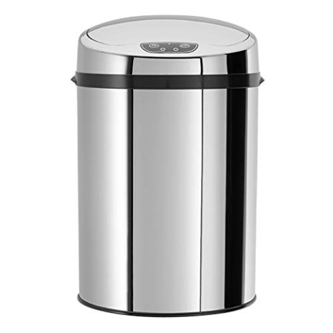 Echtwerk Büro-/Bad-/Kosmetikabfalleimer, Mülleimer mit Sensor, Touchless Abfalleimer, elektrischer Müllbehälter, Infrarot Bewegungssensor, Korpus aus Edelstahl, Fassungsvermögen 9 Liter, INOX