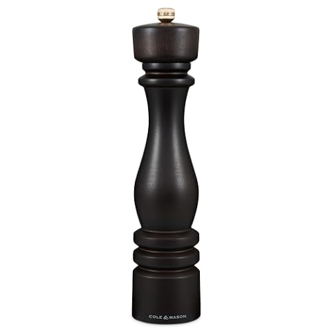 Cole & Mason H233082 London Pfeffermühle, mit Einstellbarem Mahlwerk, Schokolade Holz, 30cm, Precision+ mit Carbon-Mahlwerk, Gewürzmühle, Mühle für Pfeffer, Gewürze