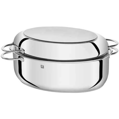 ZWILLING Plus Bräter mit Deckel, Induktion und Backofengeeignet, Edelstahl, 8,5 Liter, Silber, 38 centimeters, Rostfreier Stahl