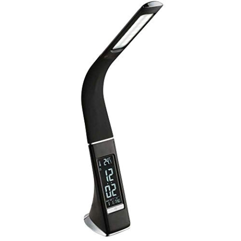 Globo LED Tisch Lampe Leuchte Touch Dimmer Uhr Wecker Flexo Farben Fixierbar Büro, schwarz, 58334