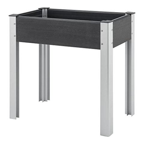 [en.casa] Hochbeet Beverwijk für Garten Aluminium Blumenkasten aus WPC außen 75 x 40 x 75 cm wetterfest Kräuterbeet rechteckig Gemüsebeet Dunkelgrau