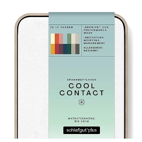 schlafgut Cool Contact Microfaser Spannbettlaken bis 100x200cm, Full-White kühlend kalt