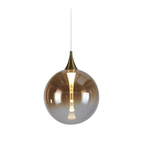 Licht-Erlebnisse LED Pendelleuchte Metall Glas Schwarz Bernstein Esszimmer Esstisch Ø16 cm rund 5 W 292 lm 3000 K warmweiß stylische Wohnzimmer Hängelampe ELLISBERG