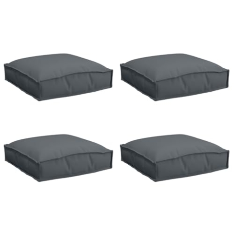 vidaXL Anthrazit Pallet Kissen 4 Stück 40X40X8 cm Wasserabweisender Oxford-Stoff für den Innenbereich Kissenset Sitz Wohnzimmer Bequeme Polyester Glatt Zeitgenössisch