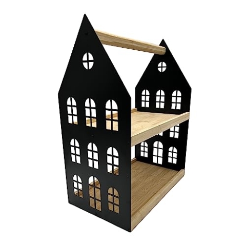 UNUS Home Etagere 2 Etagen mit Griff, für Obst, Frühstück, Wurst und Käse, Getränke und Desserts, Tablett aus Bambus Holz, Gestell aus Metall