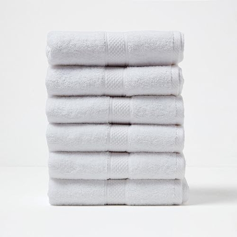 Homescapes 6er Set Flauschiges Premium Frottee Handtuch ca. 50 x 90 cm aus 100% Türkischer Baumwolle, Weiß