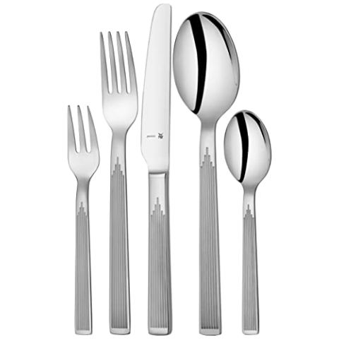 WMF Art Deco Besteck Set 6 Personen, Essbesteck 30 teilig, Hohlheftmesser, Cromargan protect Besteck poliert, glänzend, kratzbeständig, spülmaschinenfest