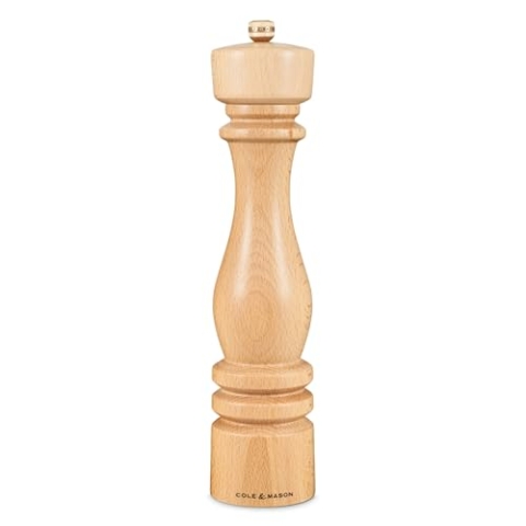 Cole & Mason H233013 London Pfeffermühle, mit Einstellbarem Mahlwerk, Holz, 30cm, Precision+ mit Carbon-Mahlwerk, Gewürzmühle, Mühle für Pfeffer, Gewürze