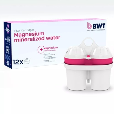 BWT Filterkartusche Magnesium Mineralized Water 12 Stück | Mit Magnesium Wasserfilter Trinkwasser | Für Speisen & Getränke | Filtert Kalk, Chlor, Blei & Kupfer
