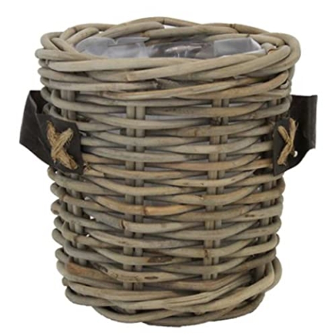 Van der Leeden Rattan Übertopf Grau konisch mit Folienauskleidung Ø 35 cm