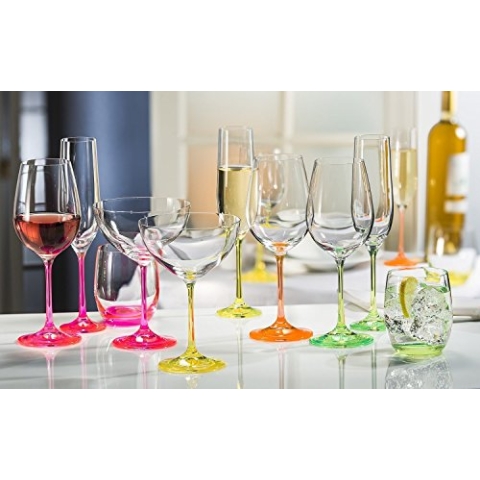 Bohemia Kristall Weingläser Neon farbig, 350 ml, 4 Stück
