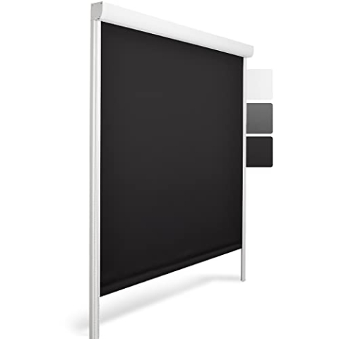 Sol Royal Kassettenrollo mit Führungsschiene SolReflect K24 100x175 cm Schwarz - Blackout Thermorollo seitliche Führungsschienen - Befestigung ohne Bohren - Verdunkelungsrollo 100cm breit