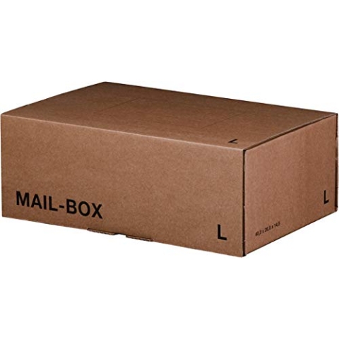 smartboxpro® Versandkarton MAILBOX, L, Steckverschluss, 400 x 261 x 150 mm, innen: 395 x 248 x 141 mm, braun (20 Stück), Sie erhalten 1 Packung á 20 Stück