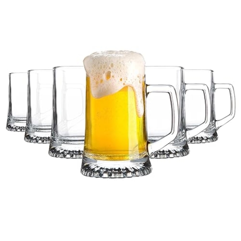 Bormioli Rocco 133640337 Stern Bierseidel, Bierkrug, Bierglas, 510 ml, Glas, transparent, 6 Stück