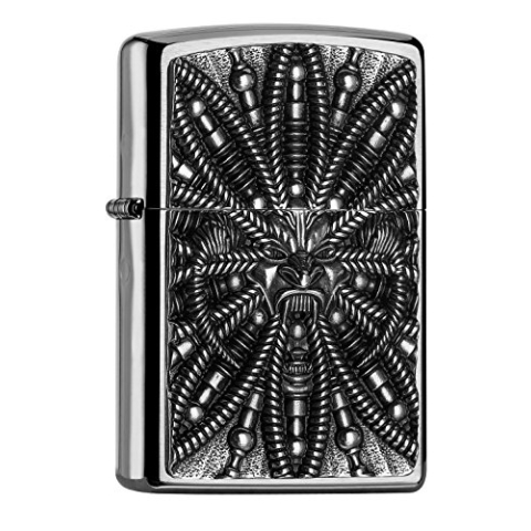 Zippo PL Cyber Devil Feuerzeug, Messing, Edelstahloptik, 1 x 3,5 x 5,5 cm