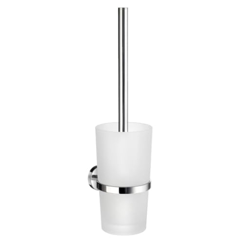 Smedbo K11424 Toilet Brush Wallmount, Polished Chrome HK333 Home Glass Container, Silver, 10.8 x 11 x 41 cm