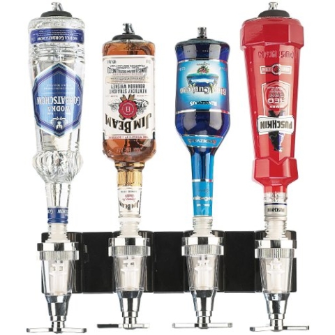 infactory Flaschenhalter Wand: Flaschenhalter und Dosierer, 4-fach, für Wandmontage (Flaschenhalter Bar, Schnapshalter, Flaschendosierer Wandhalterung)