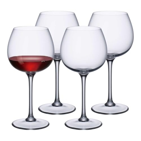 Villeroy & Boch Purismo Wine Rotweinkelch Körperreich und Samtig 4er Set, 550 ml, Kristallglas, Klar