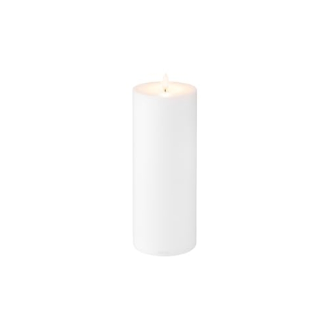 blomus LED Kerze -NOCA- Batteriebetriebene Stumpenkerze mit Timerfunktion, Outdoor, Spritzwassergeschützt (White, XL)