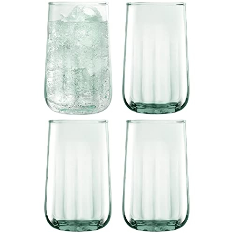 LSA International Mia Highball, 590 ml, recycelt, Teil Optik, 4 Stück, recycelte Glaswaren, MZ37, Durchsichtig
