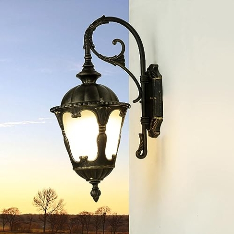 Licht-Erlebnisse Außenleuchte Wand Aluminium Glas Antik IP44 Hof Haustür 21 cm breit E27 max. 60W blendarm Rustikale Wandlampe Outdoor TYBR